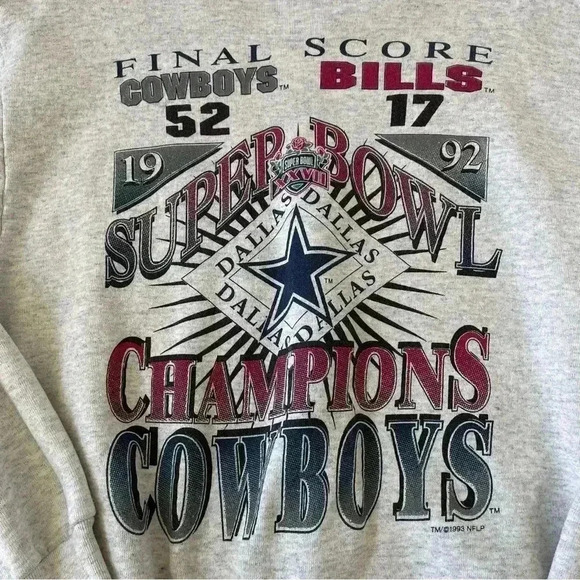 VTG 1992 NFL Dallas Cowboys Super Bowl XXVII Champions Sweatshirt L - Picture 4 of 9